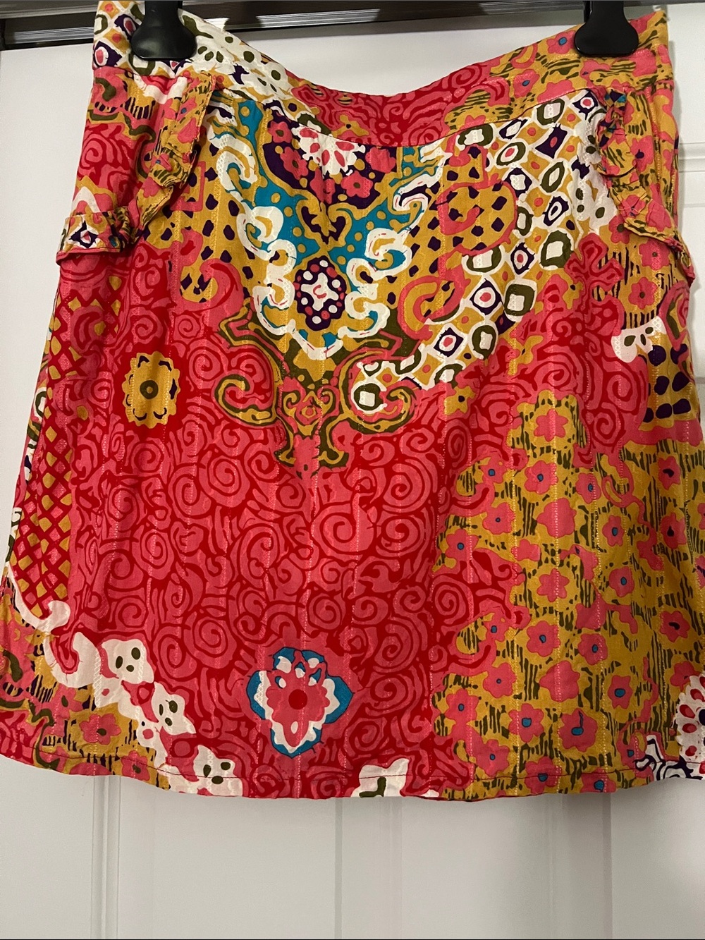 Jade Vibrant Red Multicolor Mini Skirt